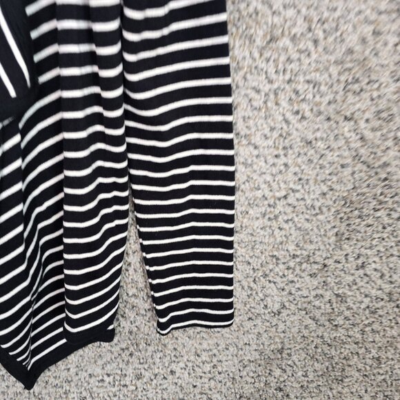 Talbots Cardigan Womens MP Petite Medium Black Striped Knit Open Front Ladies - Picture 2 of 7